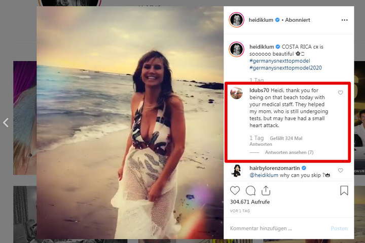 Eine Userin bedankte sich bei Heidi und ihrem Team für den Einsatz.