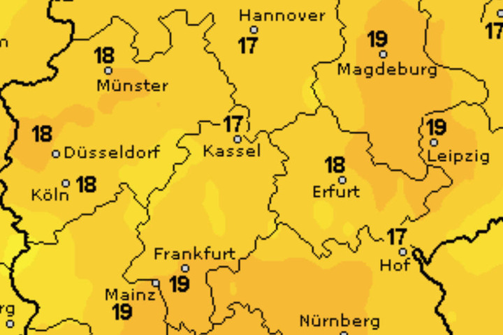 Dienstag steigt das Thermometer auf ungefähr 18 Grad Celsius.