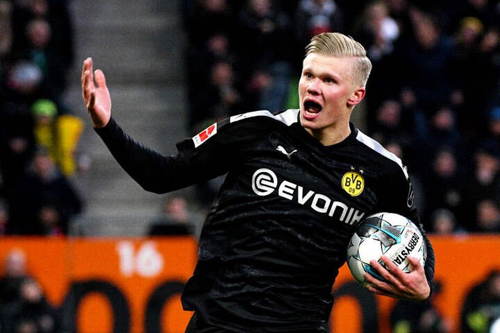 Erling Haaland kam, sah und traf - gleich drei Mal! Die "norwegische Bestie" entschied damit das umkämpfte Spiel beim FC Augsburg für seinen BVB.