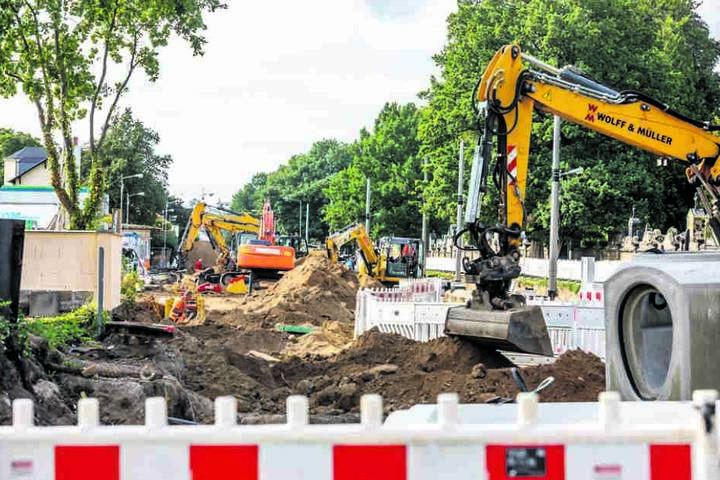 Die Arbeiten an der Wehlener Straße begannen mit Verzögerungen. Dabei war das
Geld längst eingeplant.