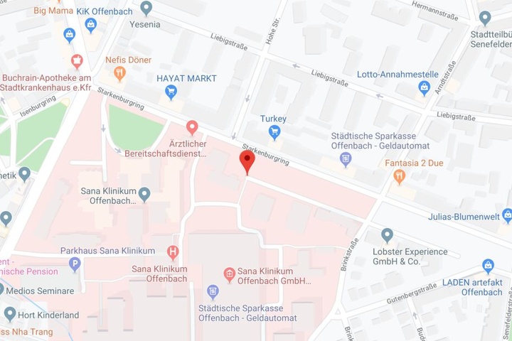 Der Bildausschnitt zeigt den etwaigen Ort des Geschehens im hessischen Offenbach.
