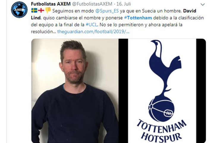 Die Twitter-Seite von Futbolistas AXEM über David Lind - vielleicht bald Tottenham.
