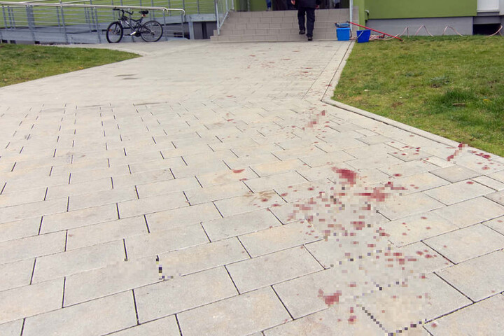 Die Blutspur führte quer über die Mainzer Straße.