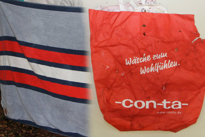 Das Neugeborene war in diese Decke eingewickelt und dann in dieser Tüte verstaut worden.