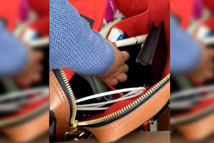 Auf frischer Tat ertappt: Die Hand von Motsi Mabuses kleiner Tochter greift in die Handtasche der Mutter.