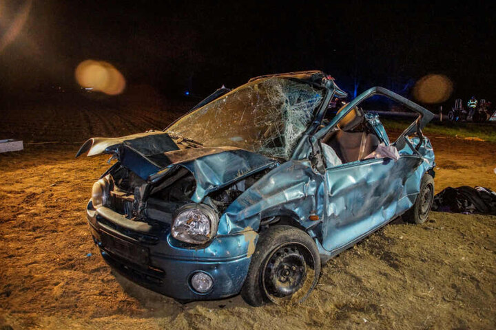 Der Twingo wurde bei dem Unfall komplett zerstört.