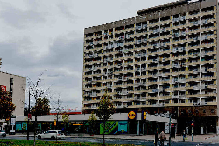 Das marode Hochhaus am Pirnaischen Platz wird Drehort im Dresdner "Tatort".