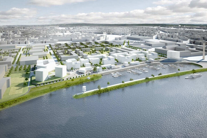Dieser grobe Entwurf zeigt, wie ungefähr die USD-Hafencity einmal aussehen soll.