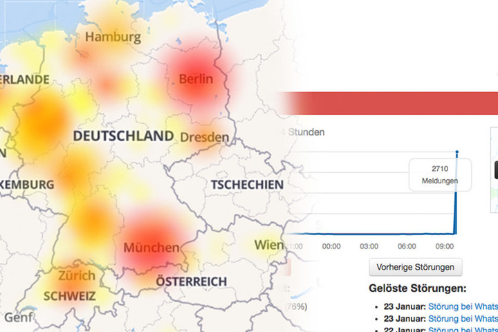 Die Karte zeigt die massiven Störungen.