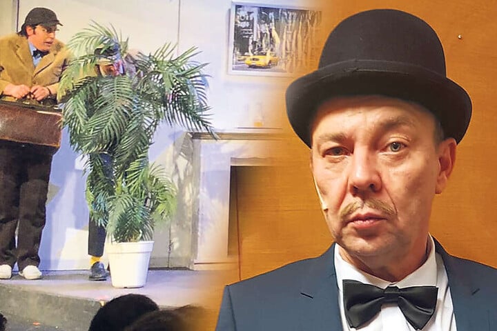 Feingemacht mit Melone und Fliege - Peter Splitt (56) als Waffenschieber Bang-Johansen.