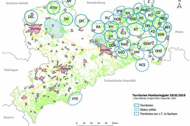 Wolfsrudel auf dem Vormarsch: Die Territorien in LH, DDH, ELS, MUL, NEU und NEI sind neu hinzugekommen.