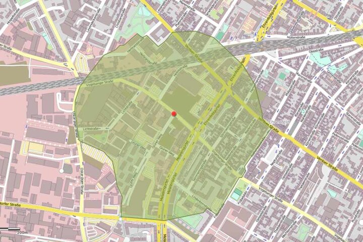 Der Evakuierungsbereich in Ehrenfeld.