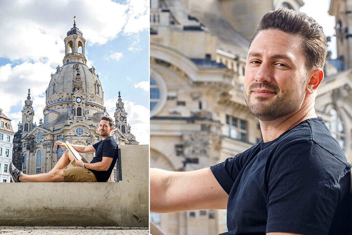 Daniel Völz (34) probt derzeit für das Stück "Spielplatzhirsche" an der Comödie. Zur Dresdner Frauenkirche hat er eine ganz besondere Verbindung.