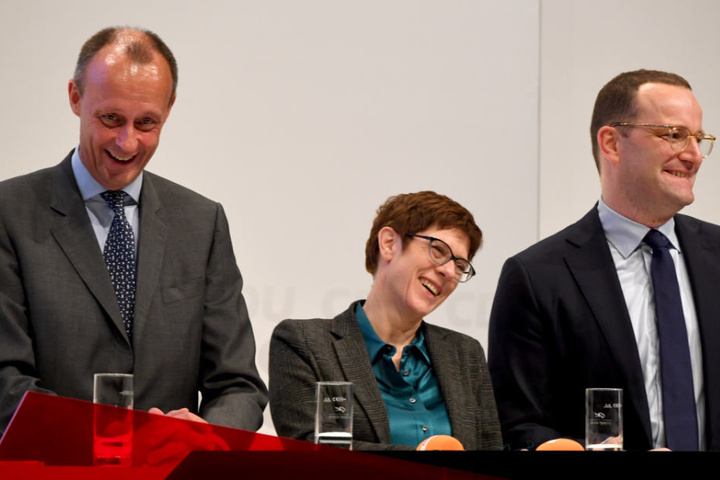 Friedrich Merz, Annegret Kramp-Karrenbauer und Jens Spahn bei der CDU-Generalkonferenz.