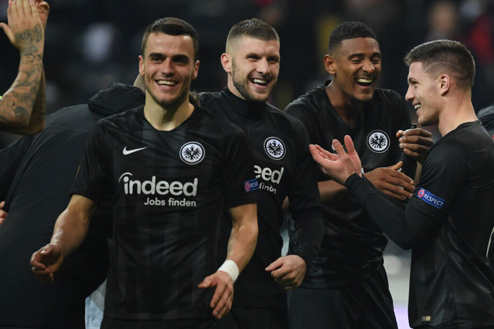 Luka Jovic (re.), Sebastien Haller (2.v.r.) und Ante Rebic (2.v.l.) werden von europäischen Top-Klubs umworben.