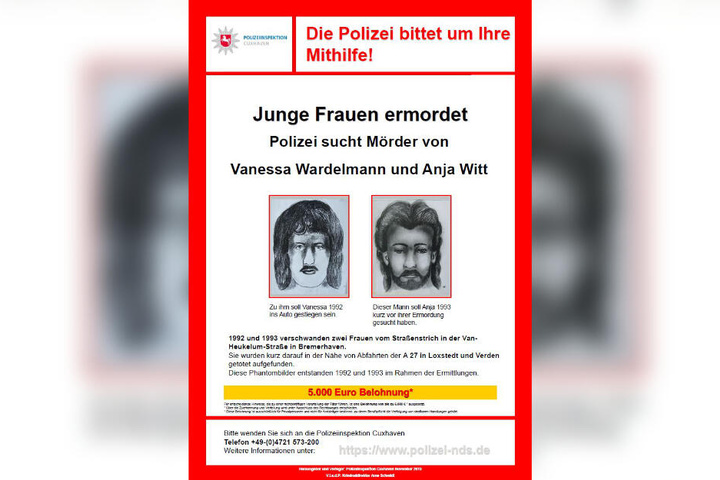 Mit diesem Plakat sucht die Polizei nun nach neuen Spuren in den Mordfällen.