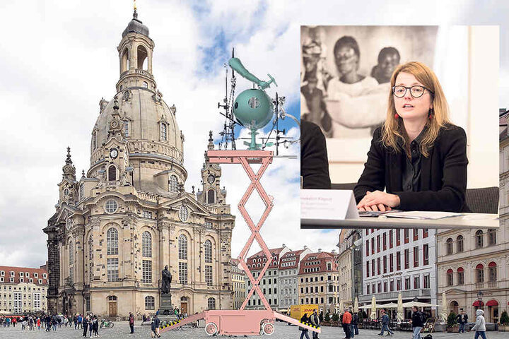 Kulturbürgermeisterin Annekatrin
Klepsch (39) stellte
am Dienstag im Kulturrathaus
Kunstwerk und Künstler der
Öffentlichkeit vor.