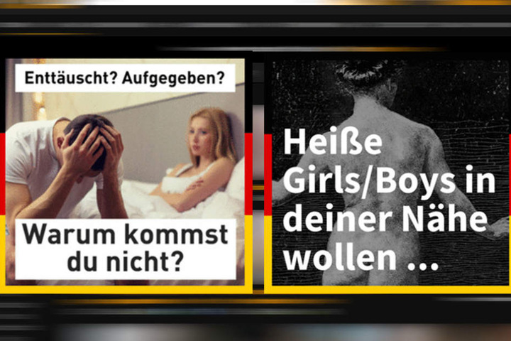 Diese Anzeigen sollen aktuell auf Pornoseiten zum Wählen animieren.