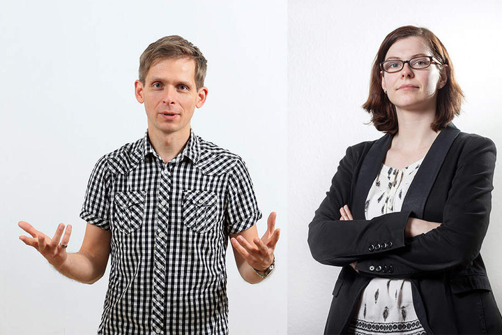 Stadtrat Maik Otto (39, SPD) und Stadträtin Sabine Pester (32, Linke).