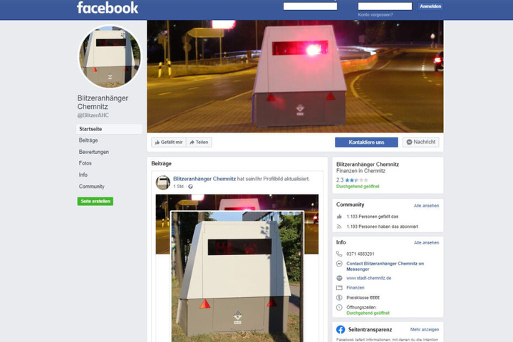 Die Facebook-Seite "Blitzeranhänger Chemnitz" hat schon mehr als 1 000 Fans.