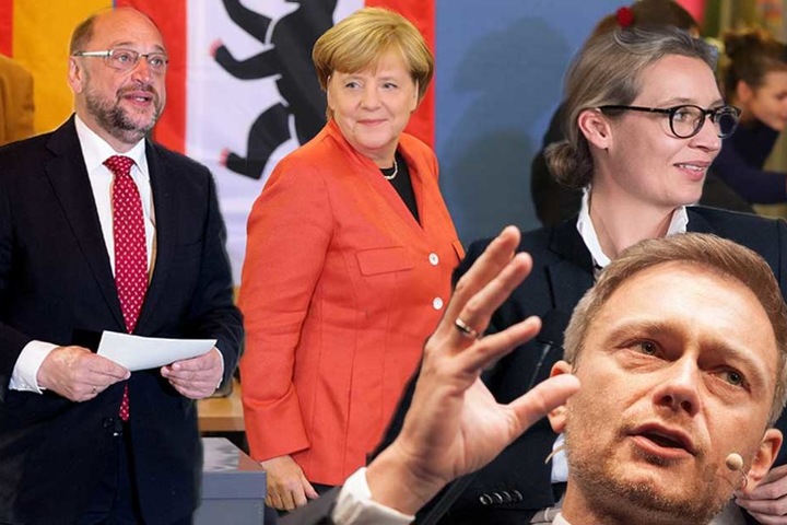 Die Spitzenkandidaten von SPD, CDU, FDP und AfD.
