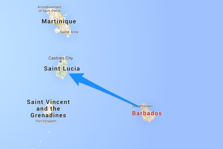 Durch den Ozean schwamm der Athlet von Barbados nach St Lucia.
