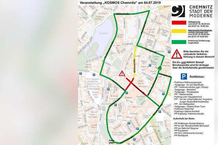 Das Festival Kosmos bringt ab Mittwoch bis Freitag erhebliche Verkehrseinschränkungen für die Chemnitzer Innenstadt mit sich.