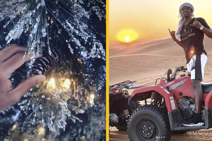 Christopher Nkunku zeigt uns seinen Weihnachtsbaum, während Amadou Haidara in der Wüste Dubais posiert.