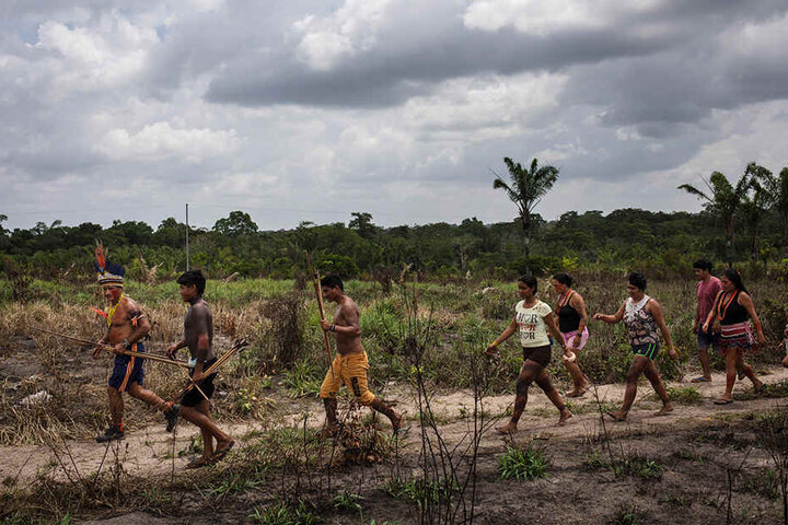 Der Stamm der Tembé-Indianer versammelt sich im indigenen Reservat Alto Rio Guama im Bundesstaat Para, um einen Plan zu entwickeln, wie Holzfäller und Eindringlinge in Schach gehalten werden sollen.