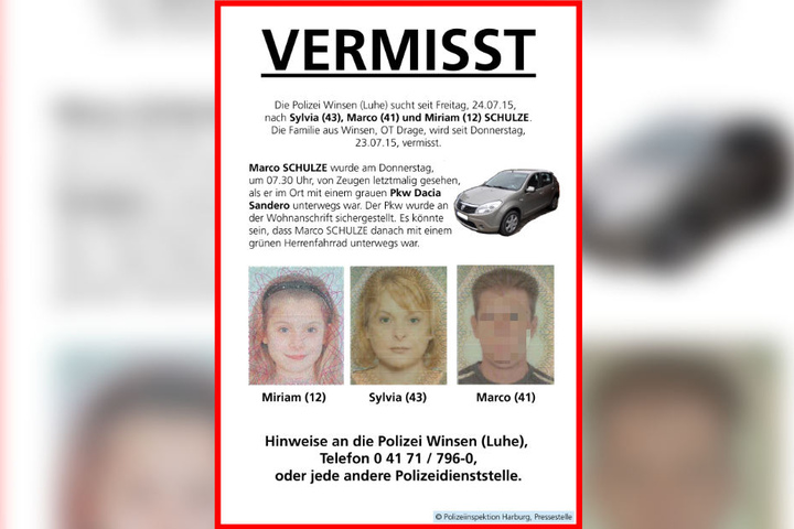 Mit diesem Plakat suchte die Polizei nach der Familie.