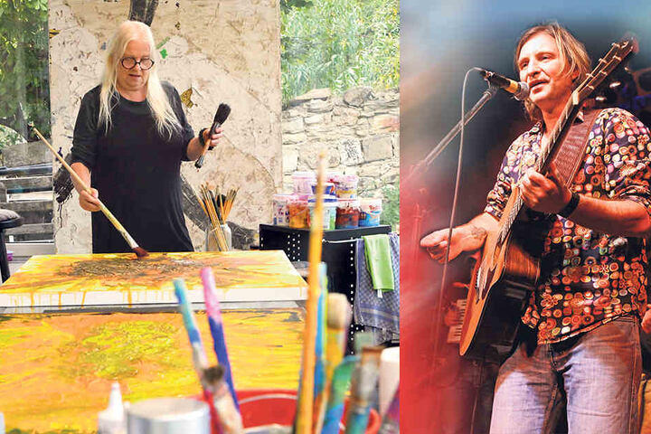 Stelldichein von
Künstlern und Kunstinteressierten:
Auch Dirk Zöllner (55,
„Die Zöllner“) spielte
schon zweimal im
Kunsthof Gohlis.