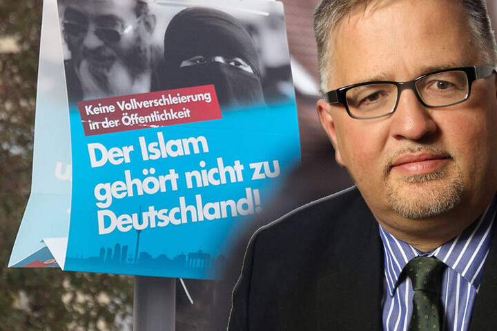 Ein Wahlplakat der AfD mit dem Schriftzug "Der Islam gehört nicht zu Deutschland" und Arthur Wagner von der AfD Brandenburg. (Bildmontage)