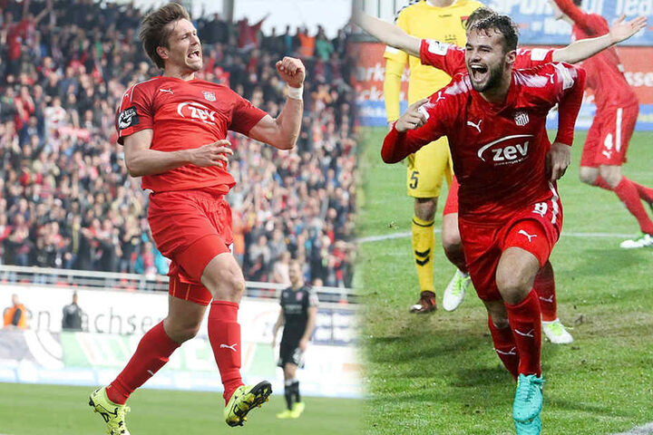 Ronny König und Fabian Eisele im Torjubel: Das Duo versteht sich blendend, sechs Tore in vier Partien sind eine Topquote.
