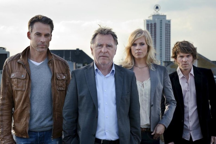 Die "SOKO Leipzig"-Darsteller (v.l.n.r.): Marco Girnth (spielt Jan Maybach), Andreas Schaller-Schmidt (Hajo Trautzschke), Melanie Marschke (Ina Zimmermann) und Steffen Schröder (Tom Kowalski).