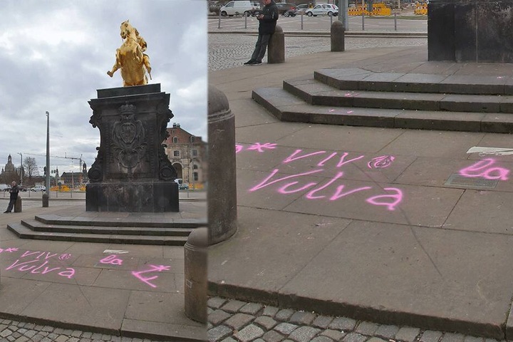 Da es mit der Schürze nicht klappte, blieb nur eine Huldigung an das weibliche Geschlechtsorgan zurück.