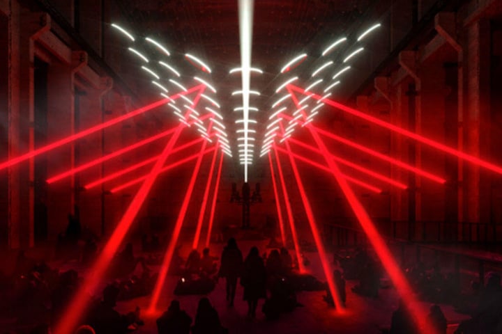Die Ausstellung des Lichtkünstlers Christopher Bauder findet im Kraftwerk statt.