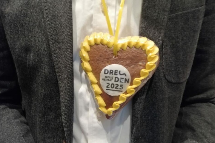 Ein Lebkuchenherz der Dresdner Bewerbung.