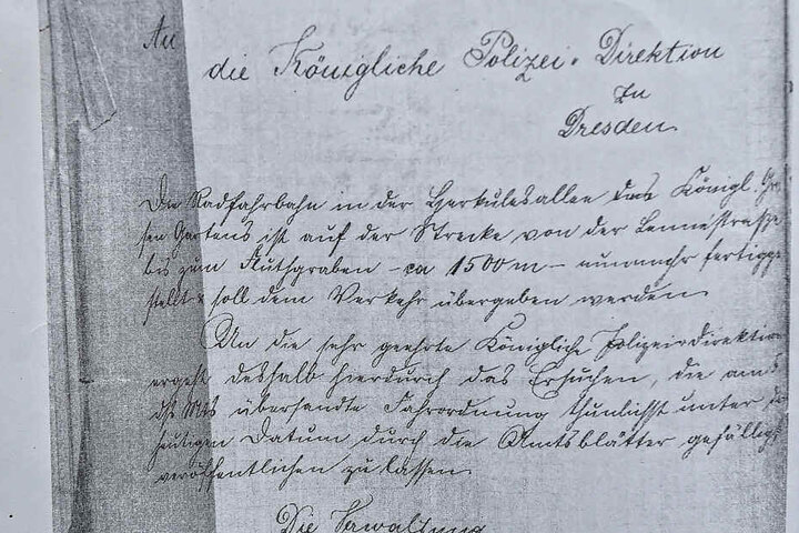 Dieses Dokument belegt die Eröffnung des Radweges am 20. November 1897.