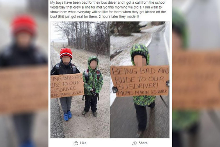 Auf Facebook postete die Mutter die Strafe für ihre Kinder.
