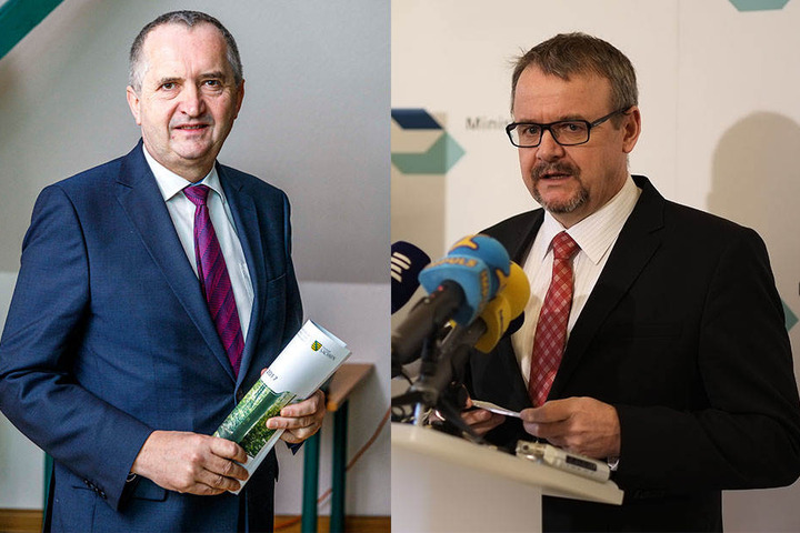 li.: Der sächsische Umweltminister Thomas Schmidt (56, CDU) kennt das bewilligte Konzept der Tschechen. Tschechiens Verkehrsminister Dan Tok (58, re.) treibt indes das Staustufen-Projekt voran.