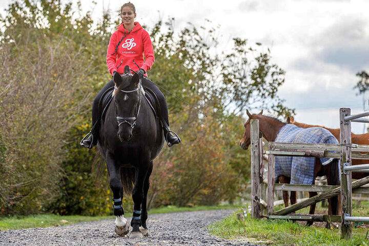 Mery Rösler
(19)
auf Darius
(14). Unten
der neue
Belag.