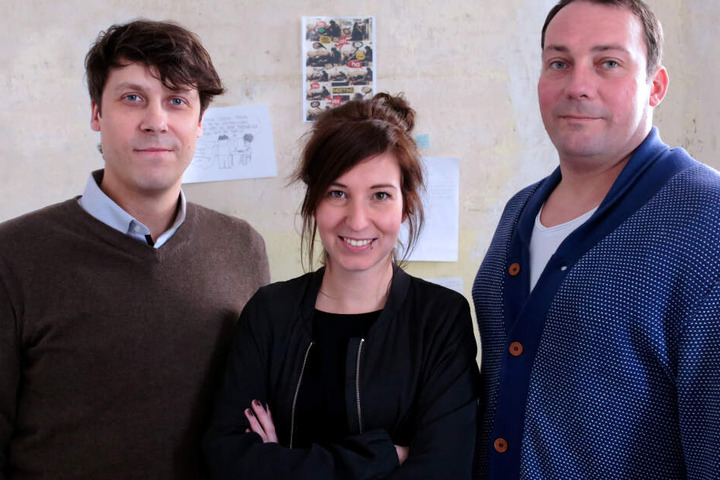 Die Macher des Verlages Voland & Quist: Sebastian Wolter (39, links), Karína Fenner (31) und Leif Greinus (43).