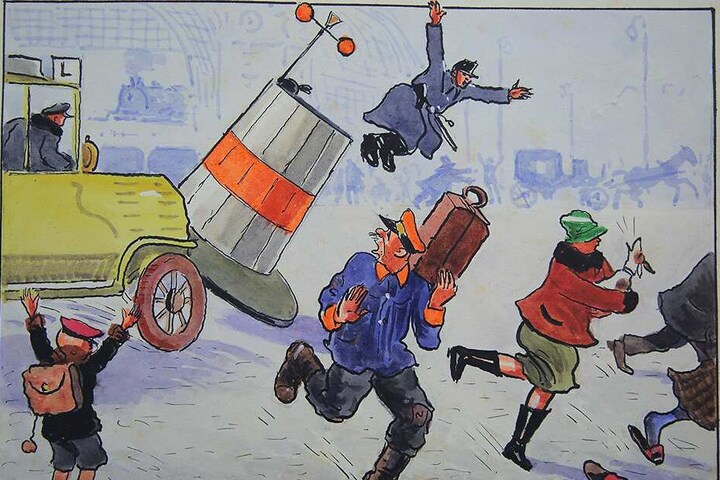 Dieses „Dresdner Straßenbild“ ist ebenfalls Teil der neuen Ausstellung.