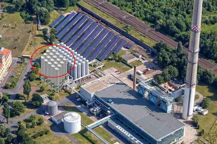 Im Innovationskraftwerk Reick sollen, wie in dieser Visualisierung bereits zu sehen, 20 neue Wärmespeicher aufgebaut werden.