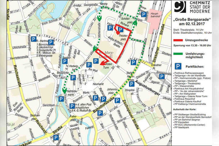 Für die Bergparade müssen in der Innenstadt zahlreiche Straßen gesperrt werden.