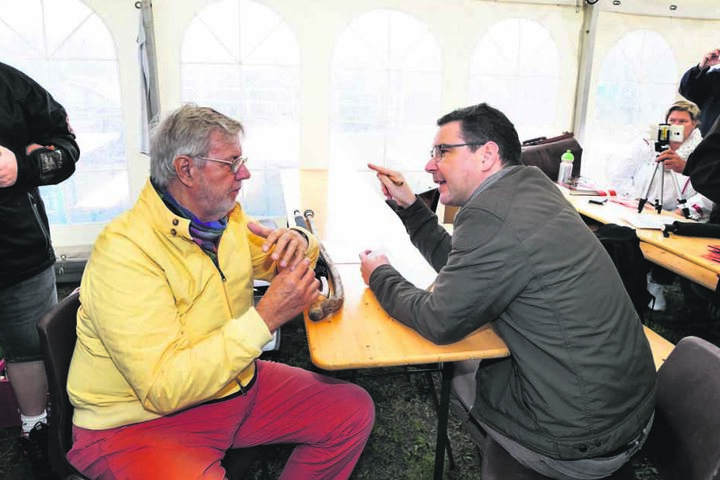 Morgenpost-Reporter Ronny Klein im Gespräch mit Morten Grunwald, der in 14
Olsenbanden-Filmen Benny
verkörperte.
