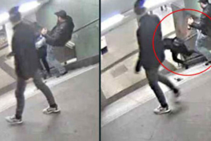 Mit einem Tritt in den Rücken seines arglosen Opfers stieß der Mann sie die Treppen runter.