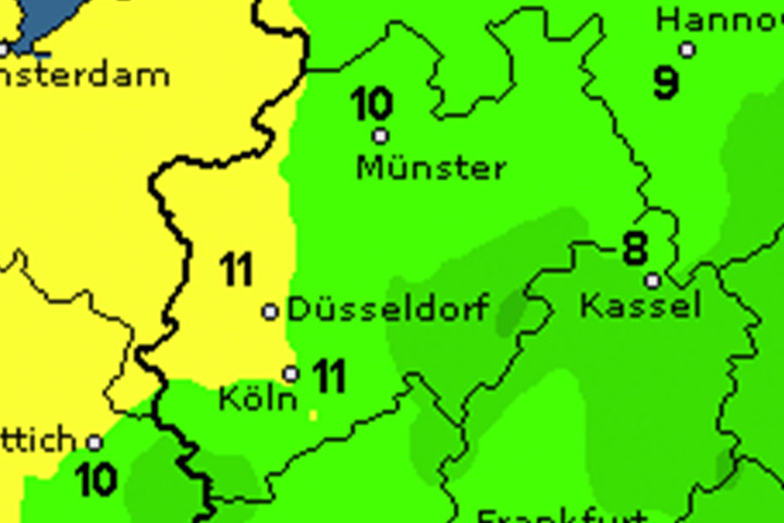 Die Temperaturen sinken stellenweise bis unter zehn Grad.