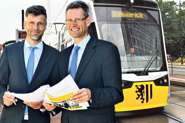 Die DVB-Vorstände Lars Seiffert (47) und
Andreas Hemmersbach (48, r.).