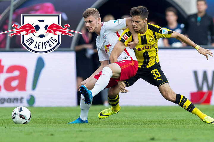 Der Leipziger Timo Werner kämpft gegen Julian Weigl an.